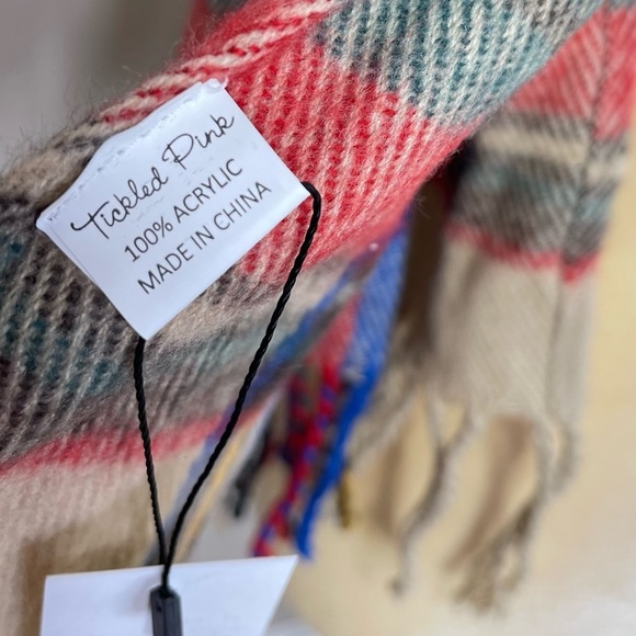 Fall Blanket Scarf by Tickled Pink Plaid Multicolored Fringe - Picture 6 of 10